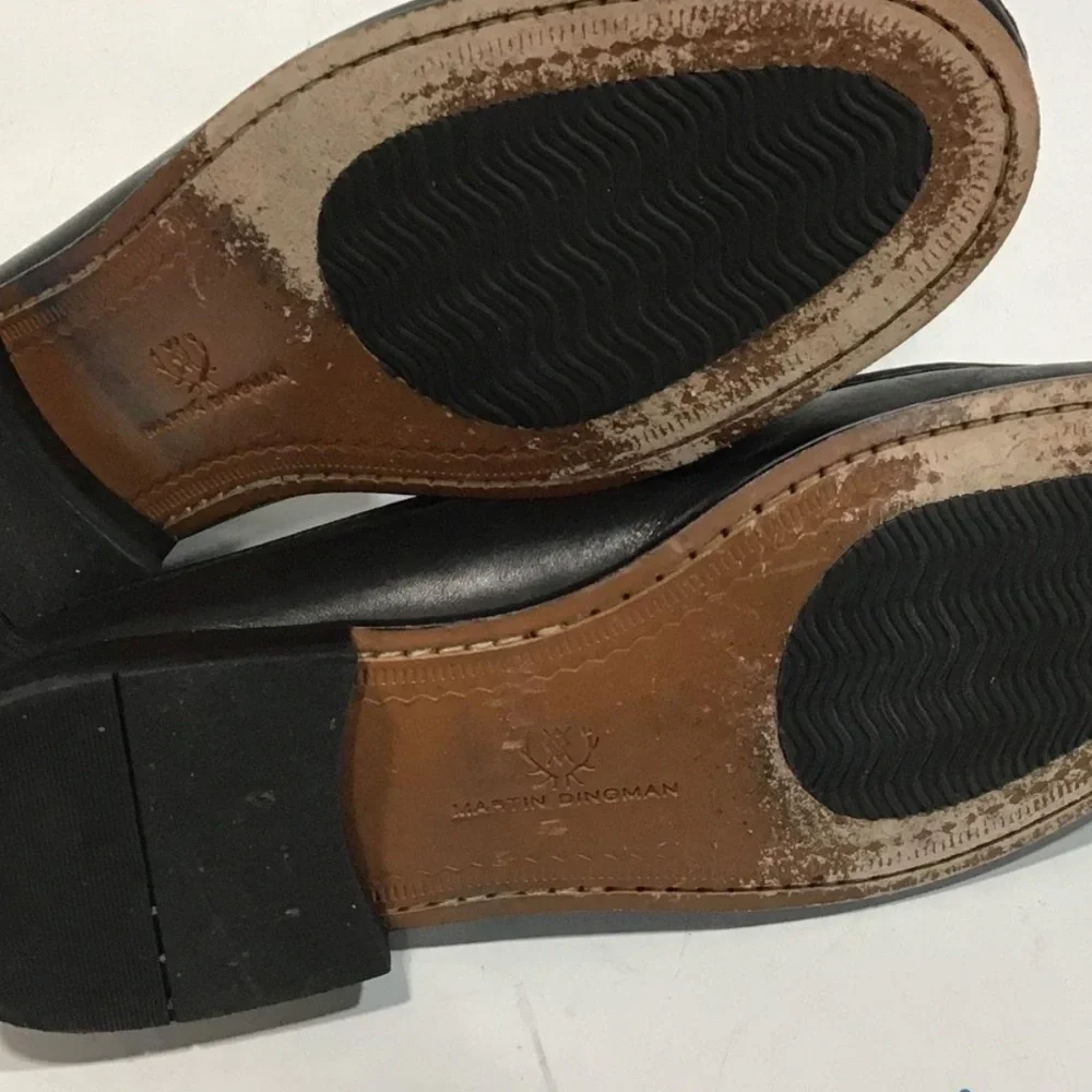 Men's Martin Dingman Addison Black Leather Horse Bit Loafers Size 10M